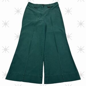 Anthropologie dark green wide leg trouser pants size 14P high rise